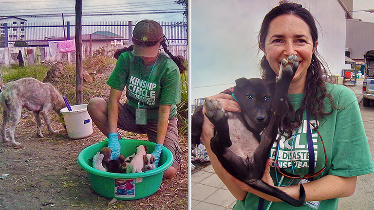Stephanie Naftal with rescue pups, (c) Kinship Circle